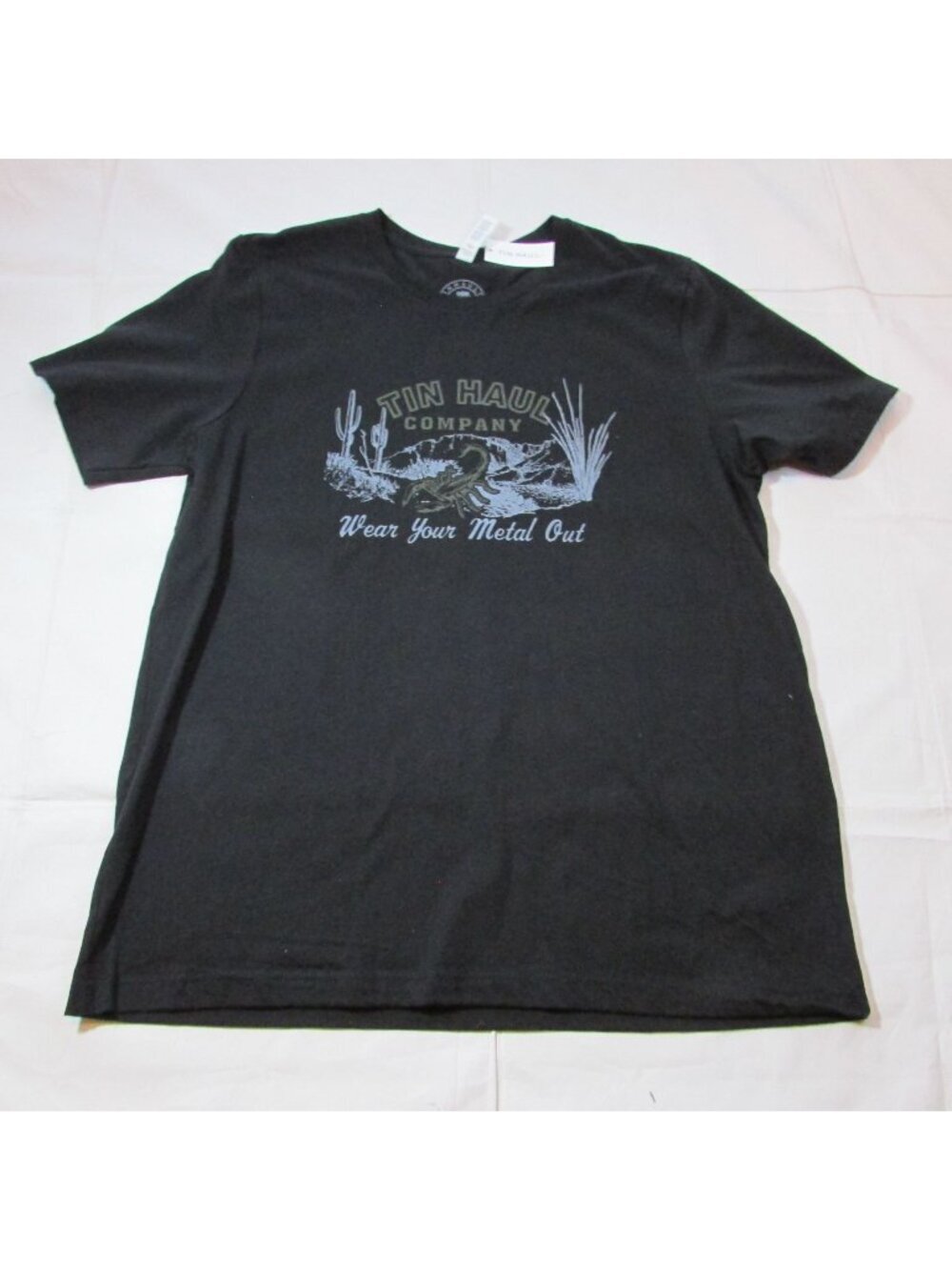 Tin Haul Men's Short Sleeve Scorpion Metal Out Graphic T-Shirt Black